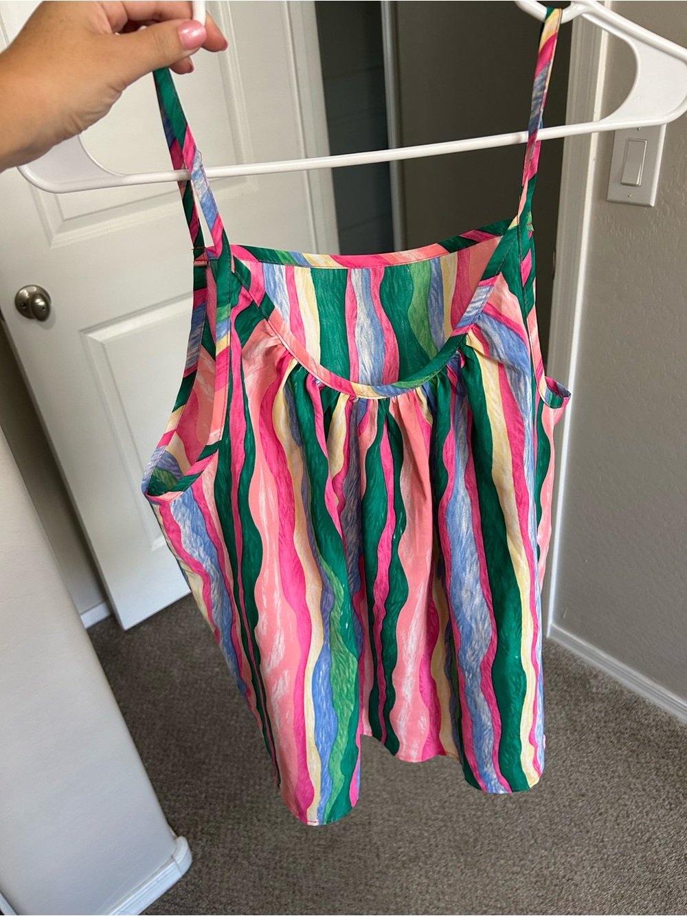 Source Unknown Multicolor Striped Spaghetti Strap Tank Top